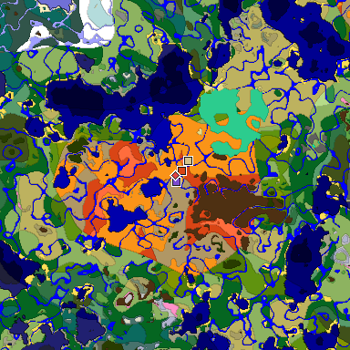 Predicted biome map of Java 1.20 seed -6670234265466265315 around estimated spawn