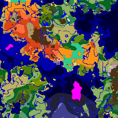 Predicted biome map of Java 1.20 seed 890584602261937801 around estimated spawn