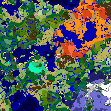 Predicted biome map of Java 1.20 seed 1789208974222507092 around estimated spawn