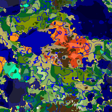 Predicted biome map of Java 1.20 seed 2169067913364149231 around estimated spawn