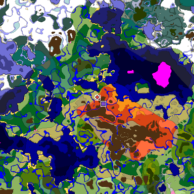 Predicted biome map of Java 1.20 seed 4899521958170259083 around estimated spawn