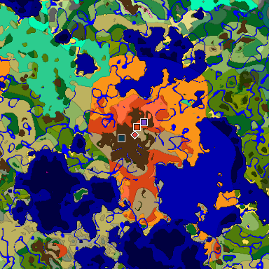 Predicted biome map of Java 1.20 seed 3534294167924523745 around estimated spawn