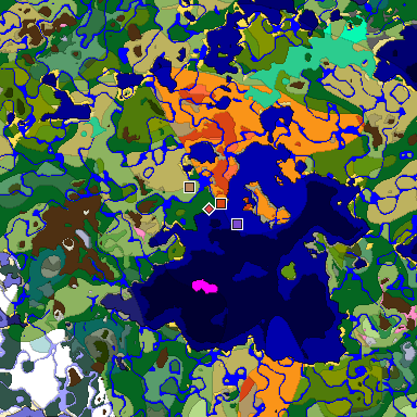 Predicted biome map of Java 1.20 seed 508086395311953354 around estimated spawn