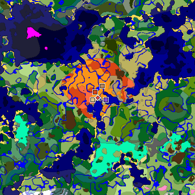 Predicted biome map of Java 1.20 seed 8553837302784142476 around estimated spawn