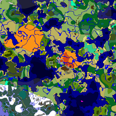 Predicted biome map of Java 1.20 seed -8545810537115965459 around estimated spawn