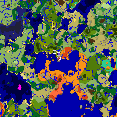 Predicted biome map of Java 1.20 seed 7311839581162730639 around estimated spawn