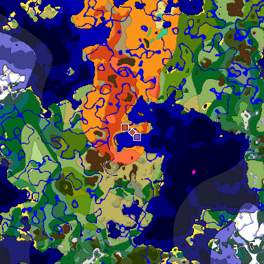 Predicted biome map of Java 1.20 seed 3460322572557498761 around estimated spawn