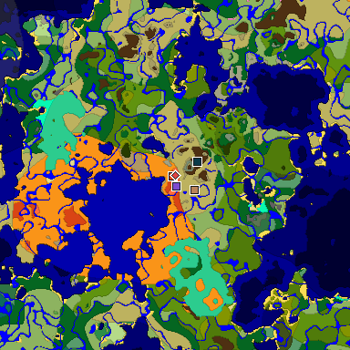 Predicted biome map of Java 1.20 seed 3177938216180545073 around estimated spawn