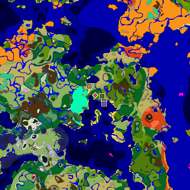 Predicted biome map of Java 1.20 seed -5316065934403941715 around estimated spawn