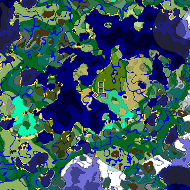Predicted biome map of Java 1.20 seed -1021377462453912366 around estimated spawn