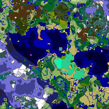 Predicted biome map of Java 1.20 seed 5235059201302694982 around estimated spawn