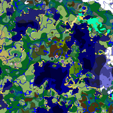 Predicted biome map of Java 1.20 seed 512119283479289256 around estimated spawn