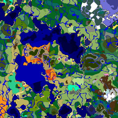 Predicted biome map of Java 1.20 seed 4251391634786182795 around estimated spawn