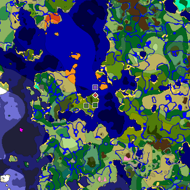 Predicted biome map of Java 1.20 seed 5402126816669967758 around estimated spawn