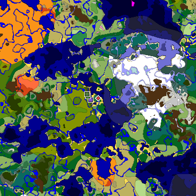 Predicted biome map of Java 1.20 seed 6340967015118016212 around estimated spawn