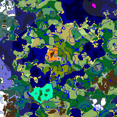 Predicted biome map of Java 1.20 seed -2804052120071240914 around estimated spawn