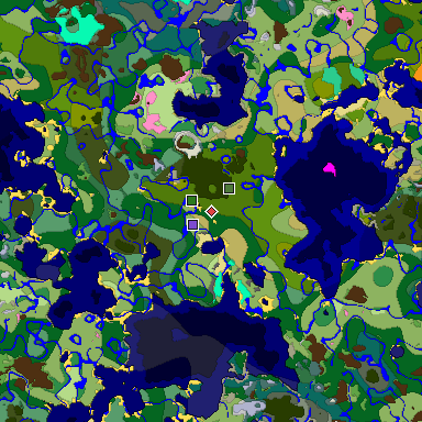 Predicted biome map of Java 1.20 seed -6897038438924764533 around estimated spawn