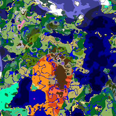 Predicted biome map of Java 1.20 seed -1905199190480040225 around estimated spawn