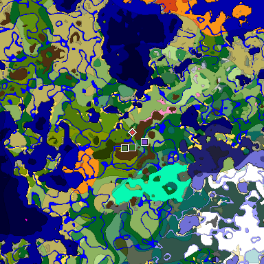 Predicted biome map of Java 1.20 seed 8022715354934884950 around estimated spawn