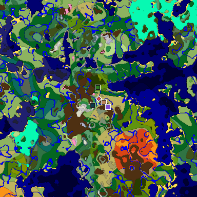 Predicted biome map of Java 1.20 seed 1456734008257352600 around estimated spawn