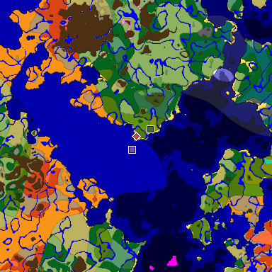 Predicted biome map of Java 1.20 seed 2535946345988995219 around estimated spawn