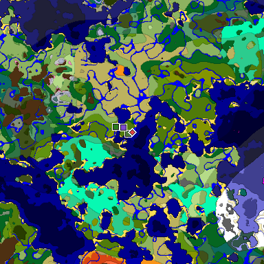 Predicted biome map of Java 1.20 seed 4156329692534218762 around estimated spawn