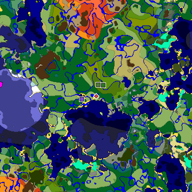 Predicted biome map of Java 1.20 seed 8489364030771185652 around estimated spawn