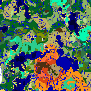 Predicted biome map of Java 1.20 seed -6651062704664372160 around estimated spawn