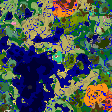 Predicted biome map of Java 1.20 seed -570838386259752942 around estimated spawn