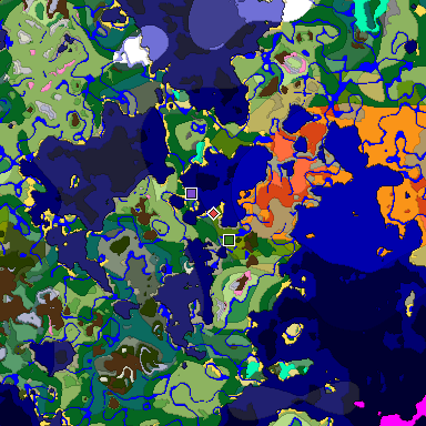 Predicted biome map of Java 1.20 seed 8712400359919628602 around estimated spawn