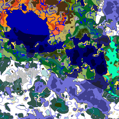 Predicted biome map of Java 1.20 seed -4473150772217156116 around estimated spawn