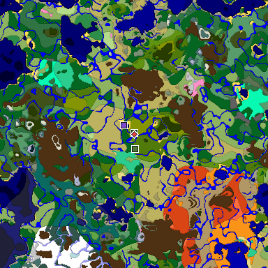Predicted biome map of Java 1.20 seed 4180794633727396586 around estimated spawn