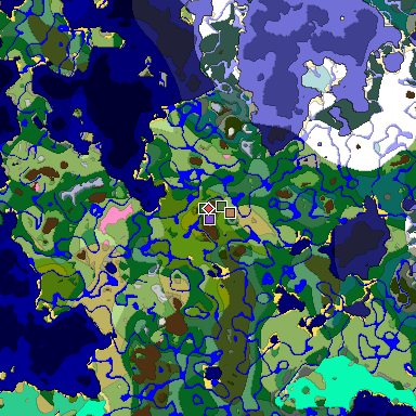 Predicted biome map of Java 1.20 seed 4010543392615846240 around estimated spawn