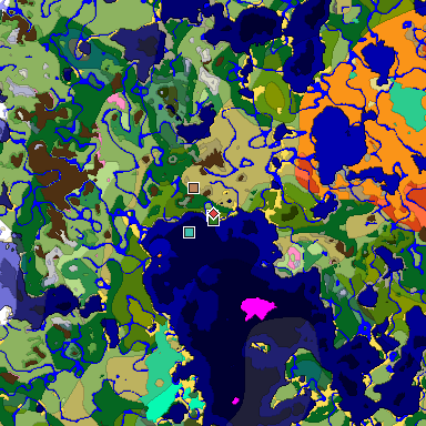 Predicted biome map of Java 1.20 seed -1888954801304110305 around estimated spawn