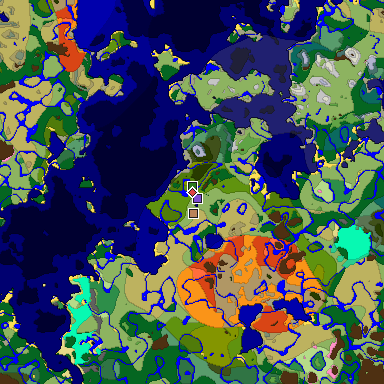 Predicted biome map of Java 1.20 seed -3802402694496560580 around estimated spawn
