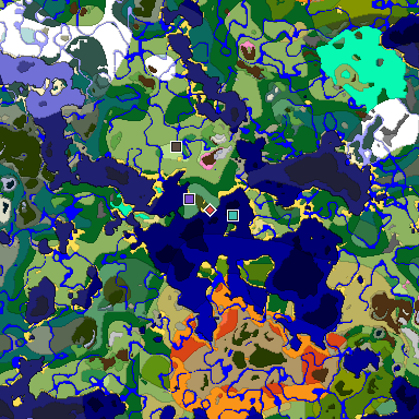 Predicted biome map of Java 1.20 seed 1291144561841587732 around estimated spawn