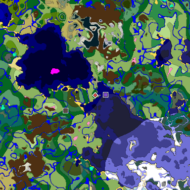 Predicted biome map of Java 1.20 seed 6274624916921100796 around estimated spawn