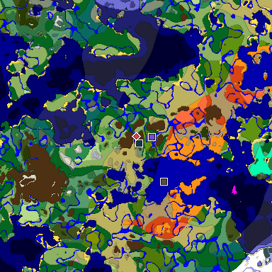 Predicted biome map of Java 1.20 seed -7139259540174741930 around estimated spawn