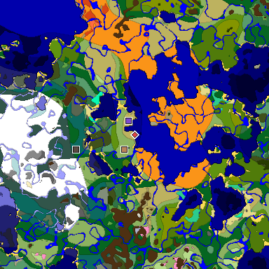 Predicted biome map of Java 1.20 seed 7518794703869479661 around estimated spawn