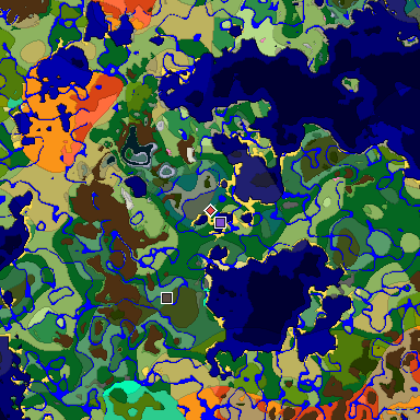 Predicted biome map of Java 1.20 seed -6088855199694087179 around estimated spawn