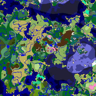 Predicted biome map of Java 1.20 seed 614383500723573799 around estimated spawn