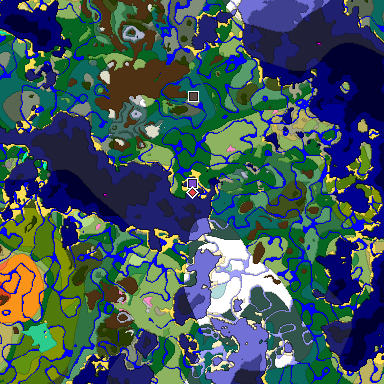Predicted biome map of Java 1.20 seed 3729069046244781401 around estimated spawn