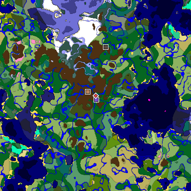 Predicted biome map of Java 1.20 seed 8595563169849320954 around estimated spawn