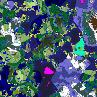 Predicted biome map of Java 1.20 seed -8902160456916199293 around estimated spawn