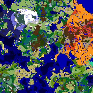 Predicted biome map of Java 1.20 seed 1089089405441215401 around estimated spawn