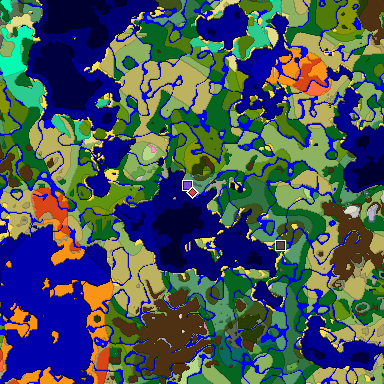 Predicted biome map of Java 1.20 seed -1091702424036127816 around estimated spawn