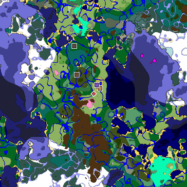 Predicted biome map of Java 1.20 seed 8695310864655145054 around estimated spawn