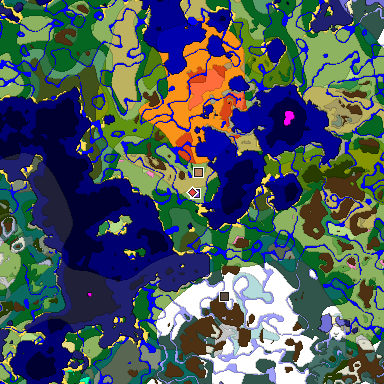 Predicted biome map of Java 1.20 seed -1744172012221051132 around estimated spawn