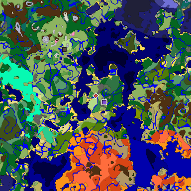 Predicted biome map of Java 1.20 seed 6695940581527372002 around estimated spawn