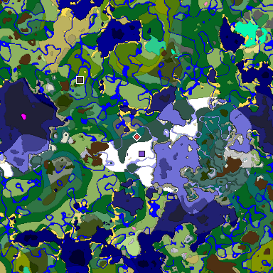 Predicted biome map of Java 1.20 seed -2586123000488339978 around estimated spawn